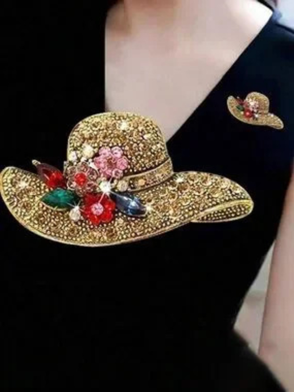 Vintage Rhinestones Hat Brooch